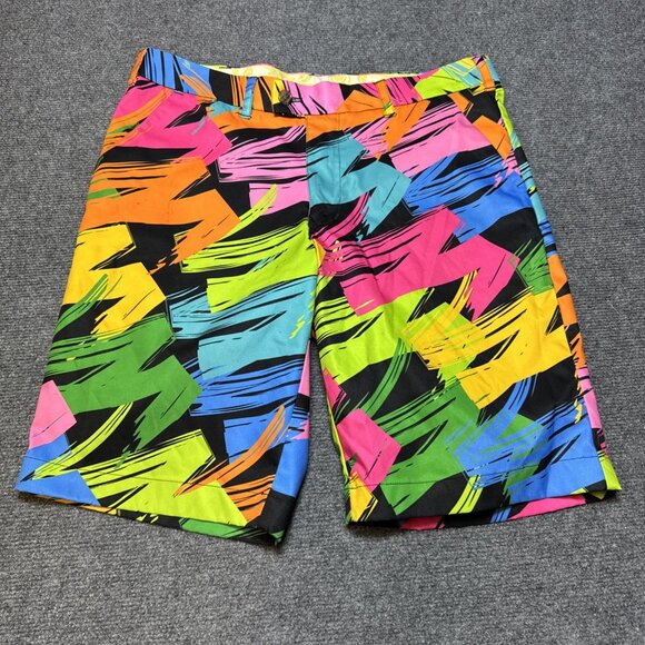 Loudmouth Golf Shorts Mens Size 34 Paint Brush Strokes Colorful Rainbow - Picture 1 of 6